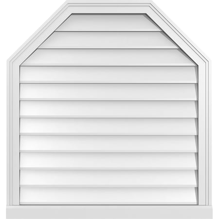 Ekena Millwork Octagonal Top Surface Mount PVC Gable Vent w/ 2"W x 2"P Brickmould Sill Frame, 32"W x 34"H GVPOT32X3403SN